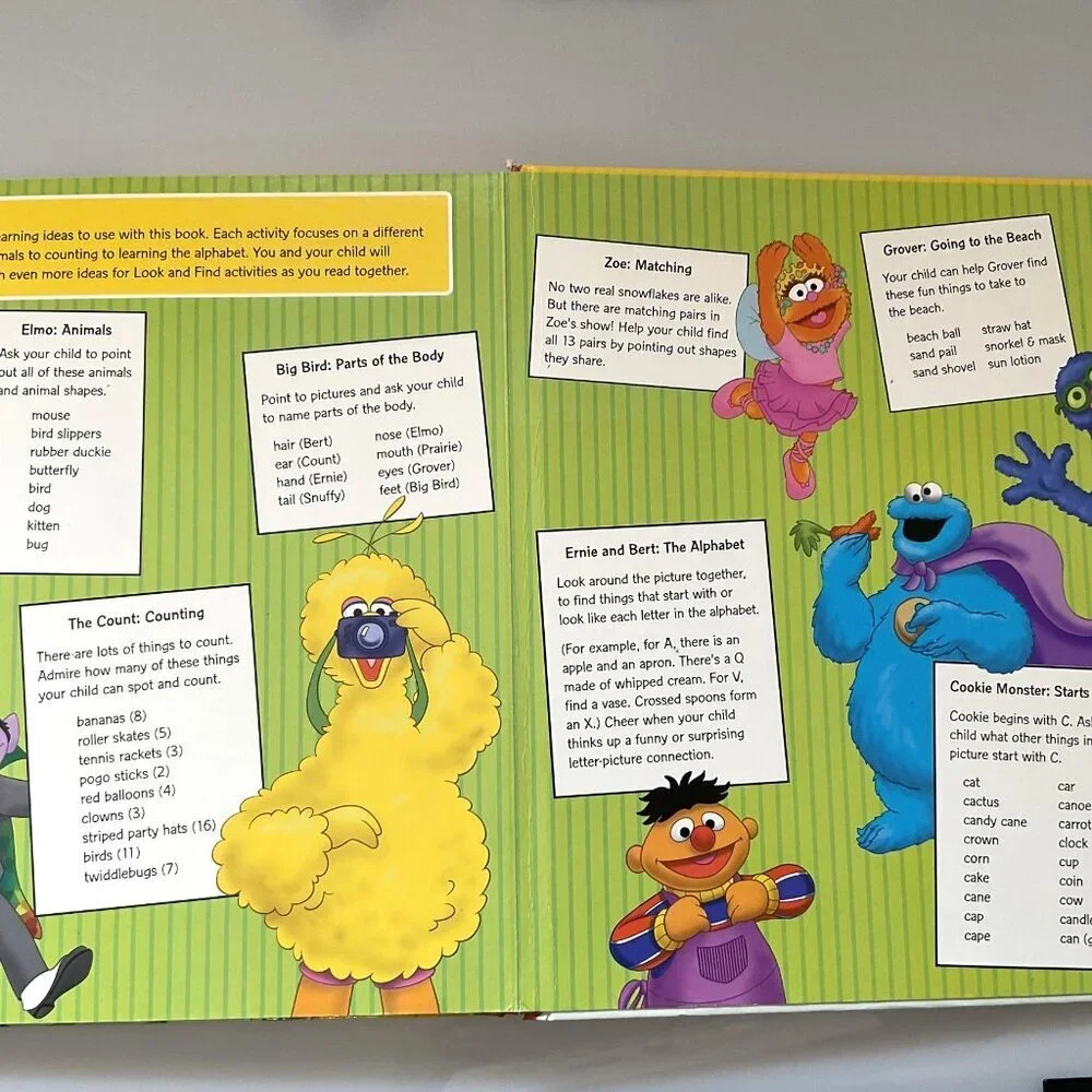 VINTAGE SESAME STREET ELMO & FRIENDS LOOK AND FIND BIG BOOK